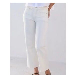 AYR Easy Easy Women's Cream Straight Leg Jeans cropped